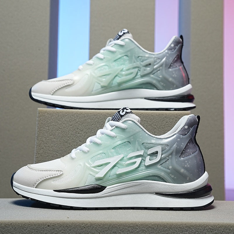 2025 new men's athletic casual shoes - 6cm hidden heel, outdoor sneakers, men's gradient color trendy small size shoes 5