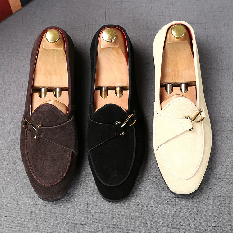 Men's Genuine Leather Loafers, Suede, Pointed Toe
