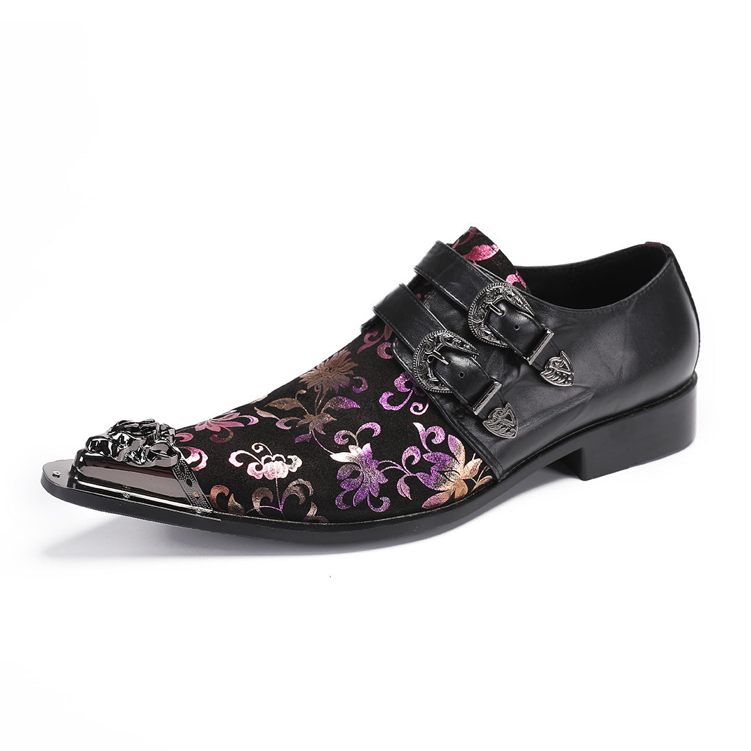 European Station Doudou Shoes Men's Printed Leather Soft Sole One Pedal Leather Shoes Lazy One Pedal Driving Shoes Gouge Shoes Tide