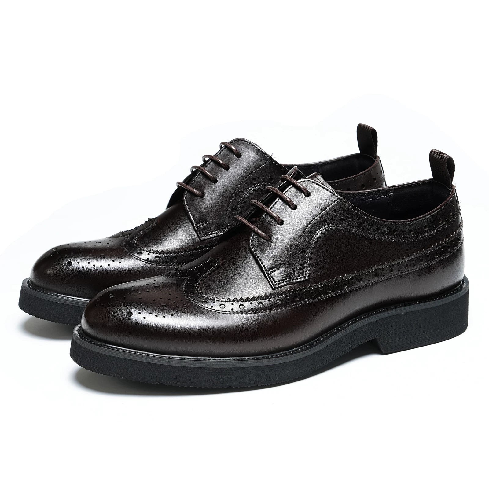 Men's Genuine Leather Derby Shoes, Height Increasing, Thick Sole