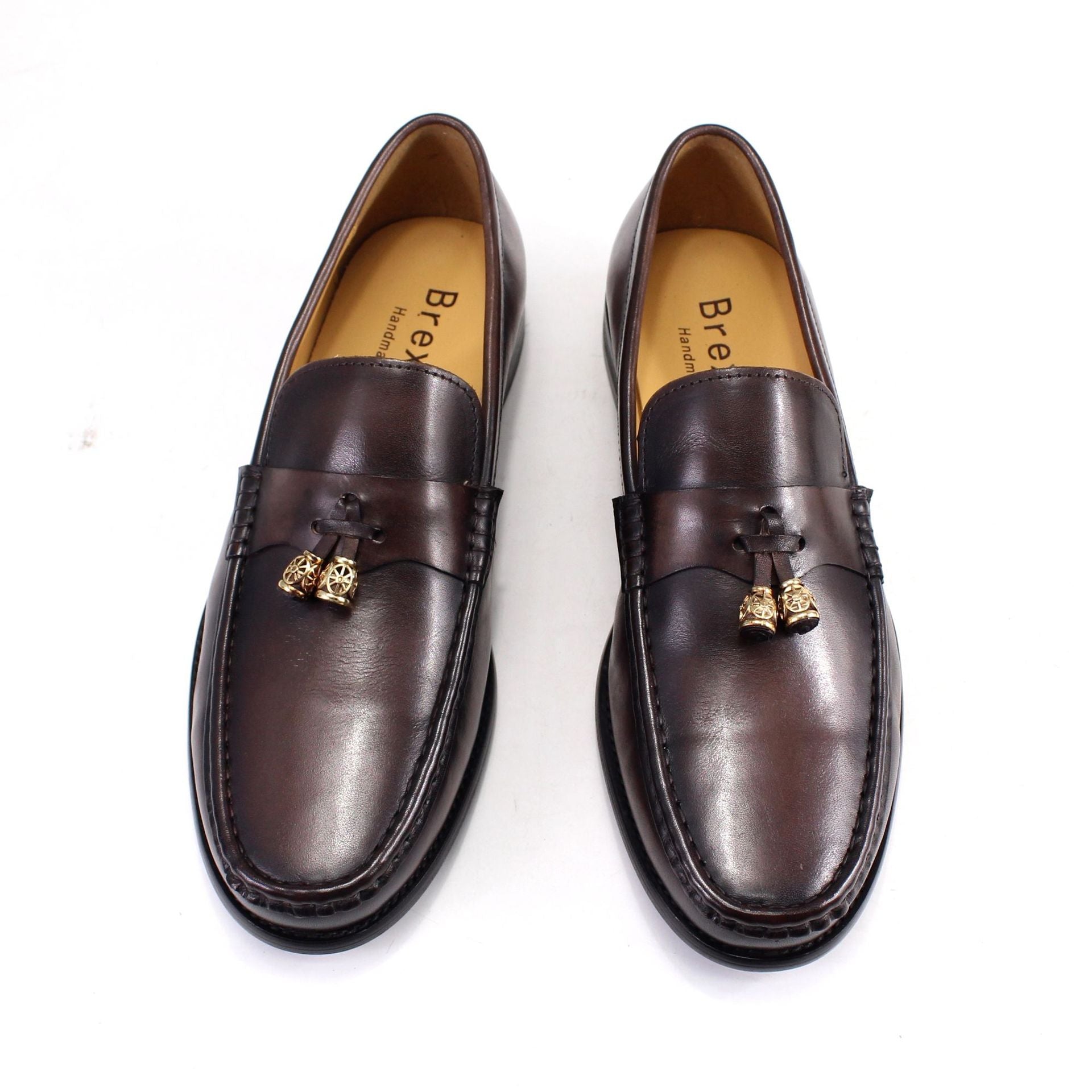 Men's Leather Shoes Genuine Leather round Toe Loafers Pendant Fashion Slip-on Leather Shoes Men's Business Casual Men's Shoes