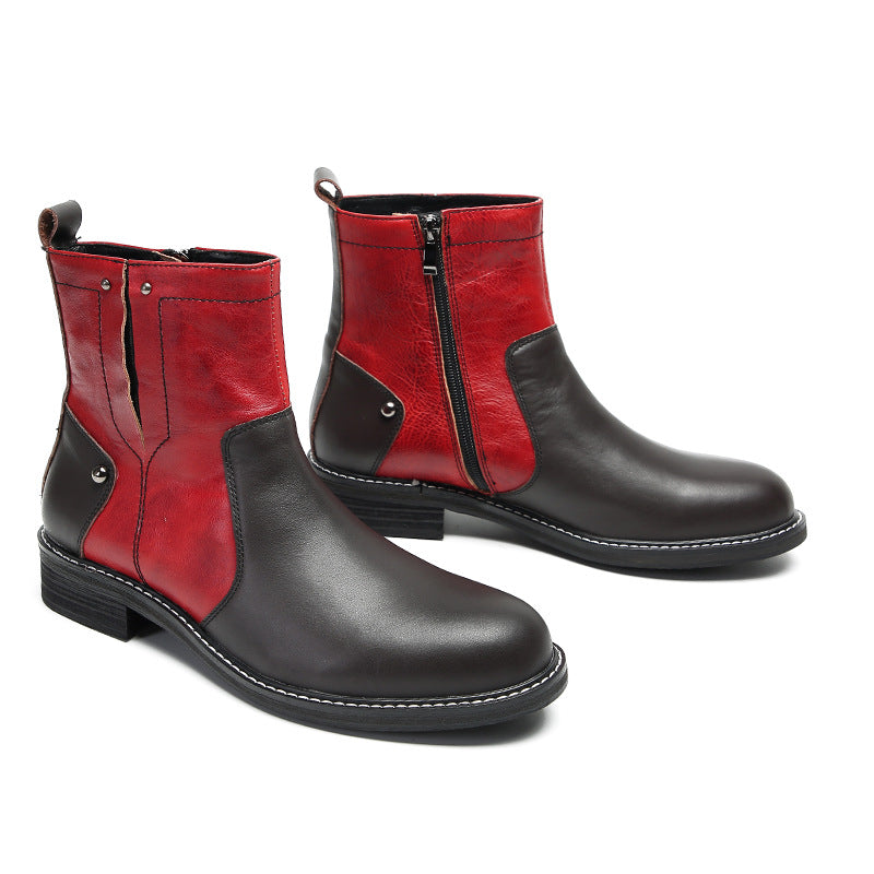 Cowhide Martin boots men's shoes 2023 new boots autumn and winter British style autumn and winter cotton shoes 2023 velvet short boots