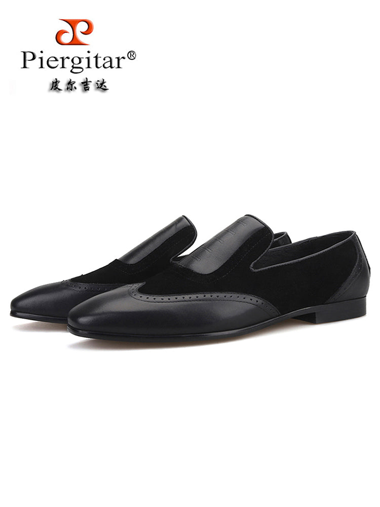 British style retro leather splicing men's slip-on loafers casual business formal shoes for men