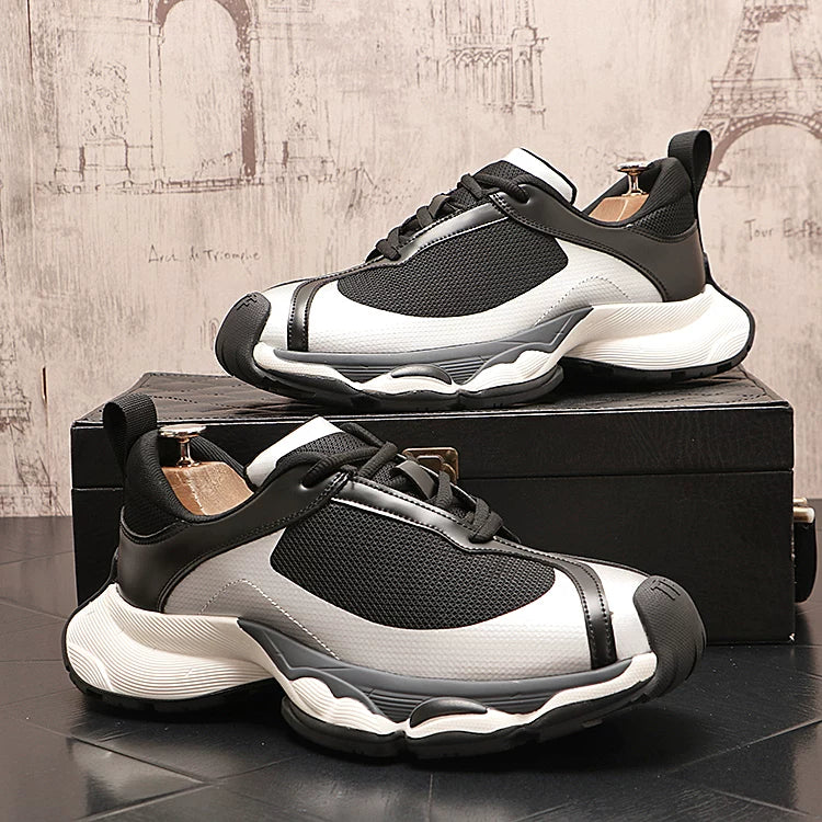 Men's Platform Height-Increasing Breathable Mesh British-Style Athletic Sneakers Casual