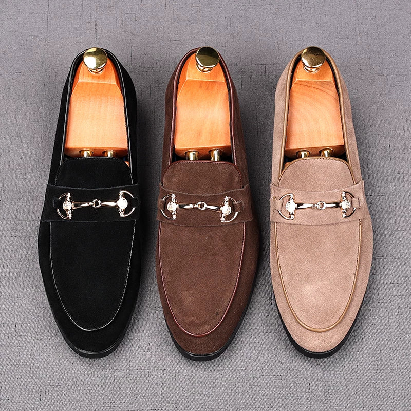 Men's Genuine Leather Loafers, Height Increasing, Suede