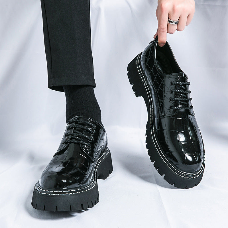 2026 spring/autumn cross-border plus size men's low-cut leather shoes, new men's thick-soled height-