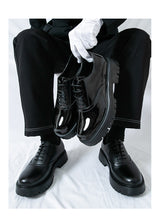 Summer leather shoes for men, chunky sole, british style, business formal, casual slip-ons, trendy
