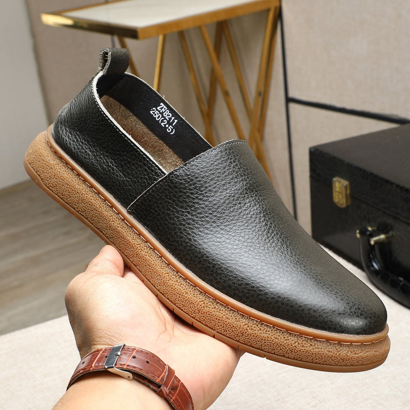 Very comfortable single-layer soft waxed cowhide loafers 2026 summer new arrival slip-on breathable