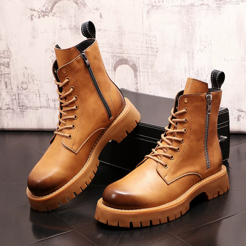 Men's Hidden-Wedge High-Top British-Style Martin Boots Autumn New