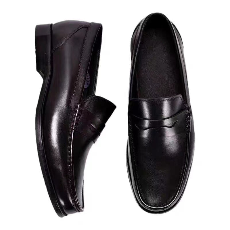 Cross-border 2024 first-layer cowhide British style men's retro polishing handmade shoes square head foot cover soft sole business dress