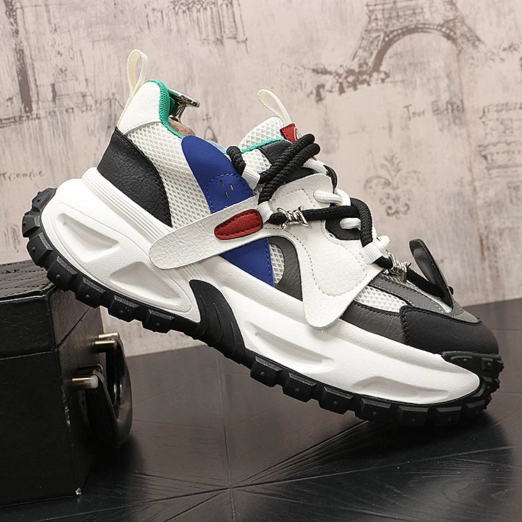 Men's 2026 Spring New Platform Mesh Color-Block Athletic Dad Shoes