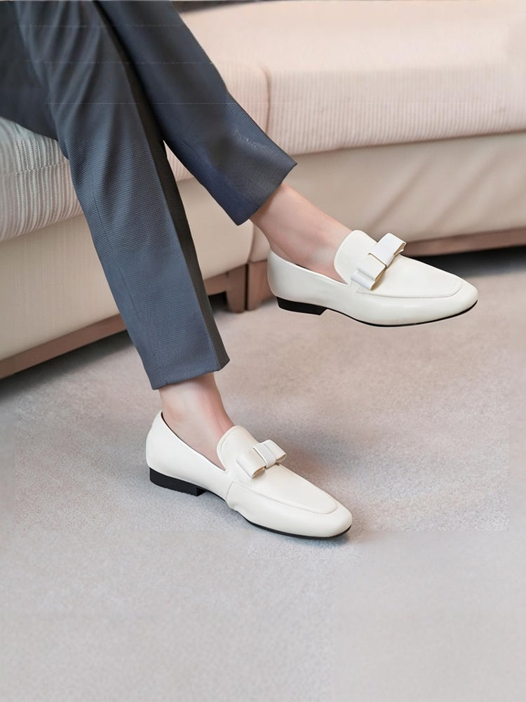 Exported to Europe and America, imported white velvet men's slip-on shoes with bow shape, yuppie loafers for men, large size