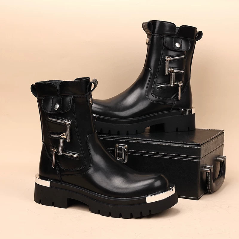 Men's Martin Boots, Height Increasing, Thick Sole
