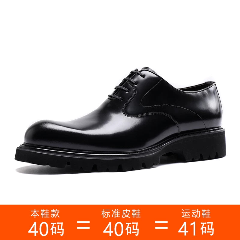 Men's Genuine Leather Oxford Shoes, Height Increasing, Thick Sole
