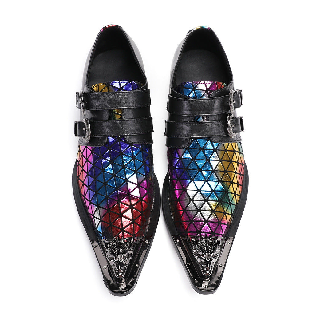 British Brock engraved men's shoes platform height wedding leather men's models bright business dress casual leather shoes men