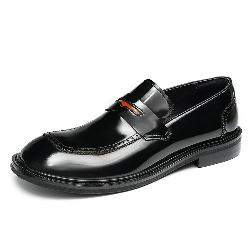 Men's Genuine Leather Loafers, Patent Leather, Slip-On