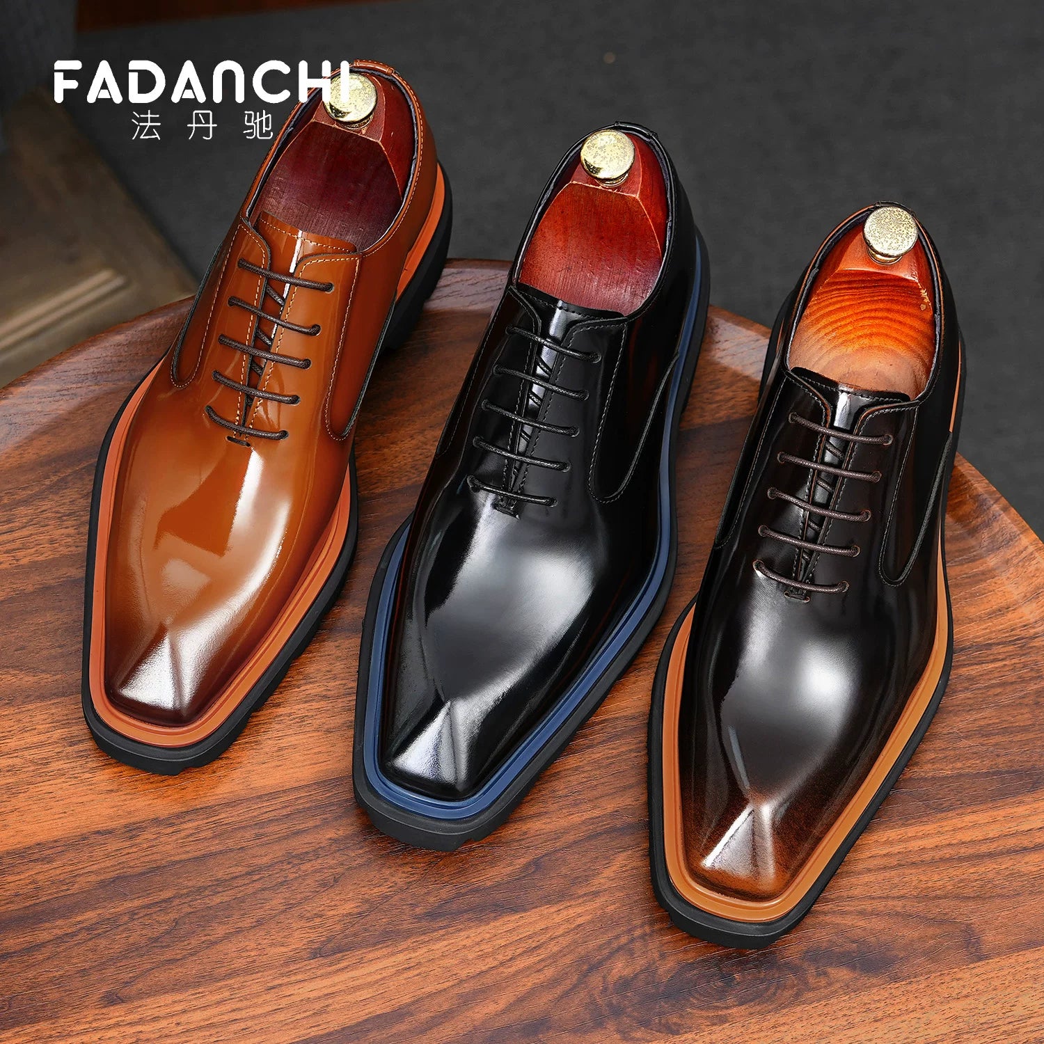 Men's Genuine Leather Oxford Shoes, Glossy, Business