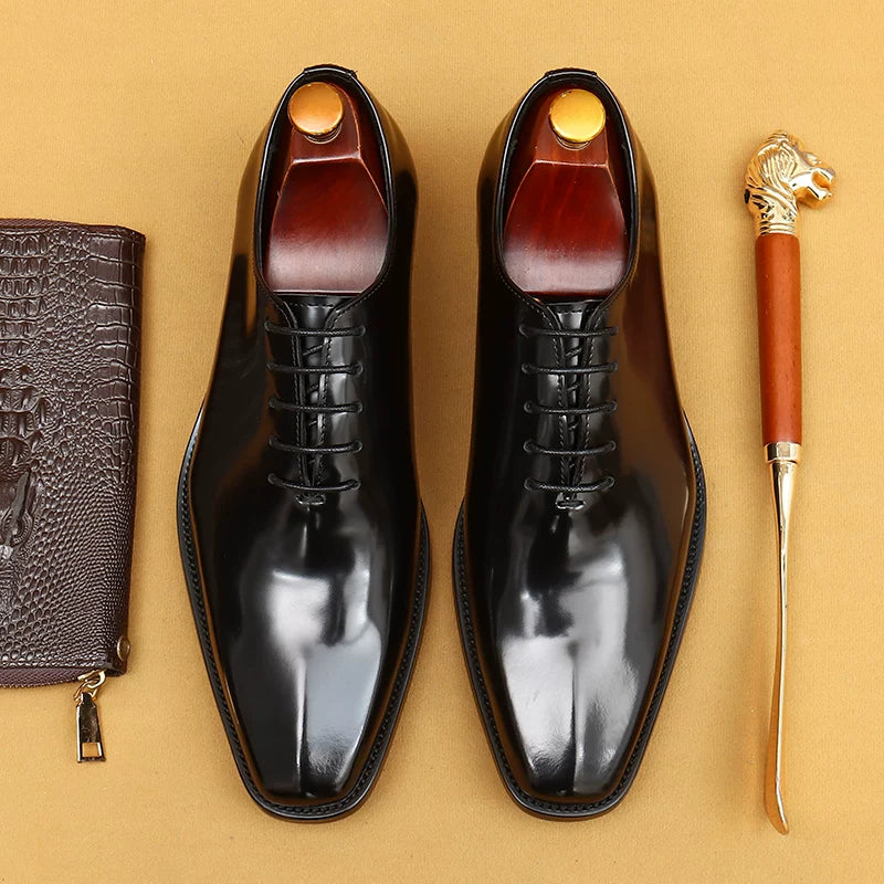 Men's Genuine Leather Leather Shoes, Patent Leather, Glossy