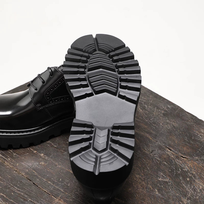 Men's Genuine Leather Derby Shoes, Height Increasing, Thick Sole