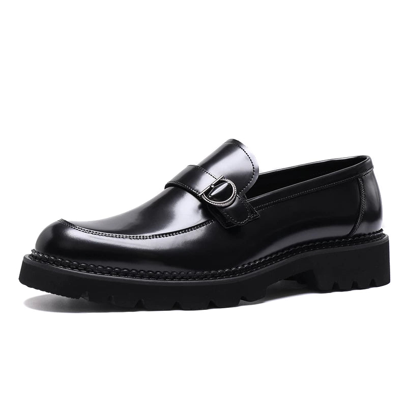 Men's Genuine Leather Loafers, Height Increasing, Thick Sole
