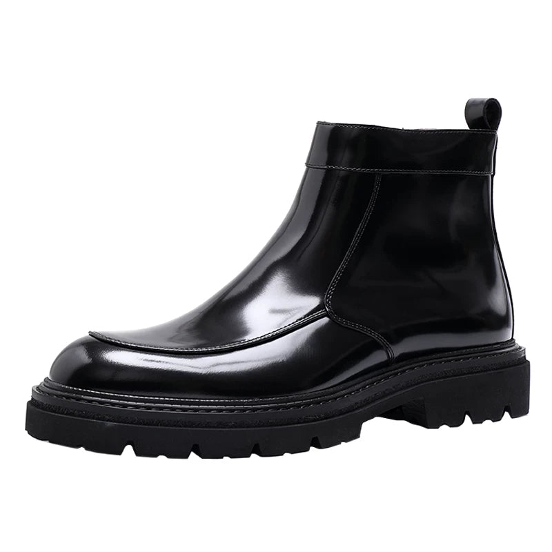Men's Genuine Leather Chelsea Boots, Glossy, British Style