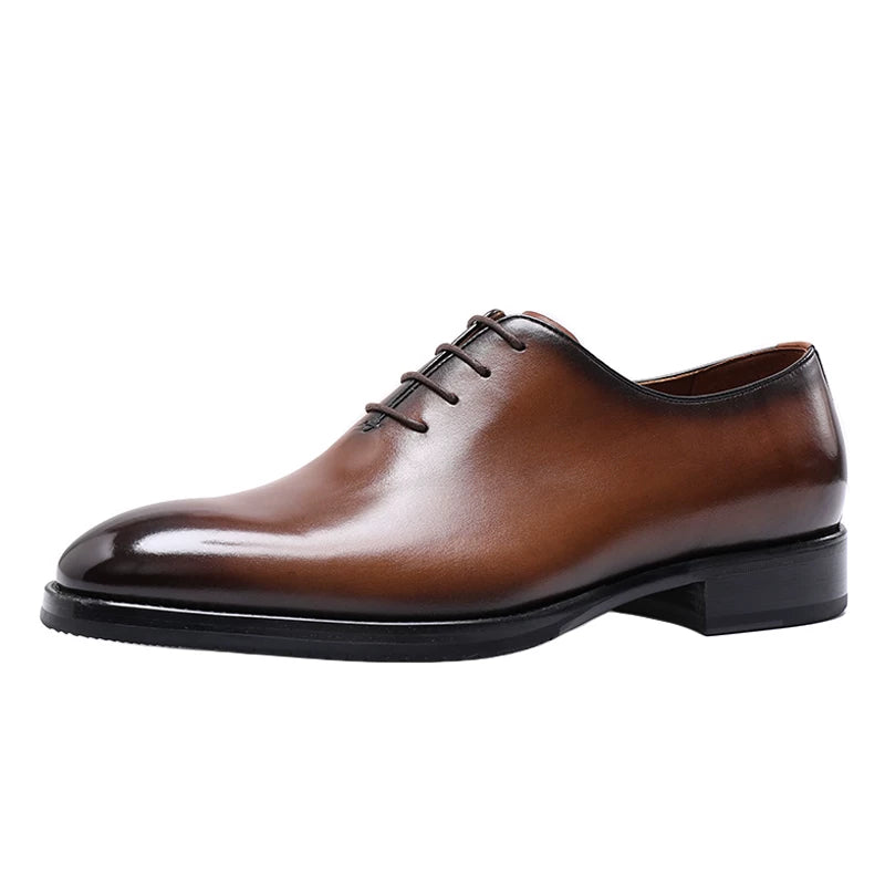 Men's Genuine Leather Oxford Shoes, Handmade, Round Toe
