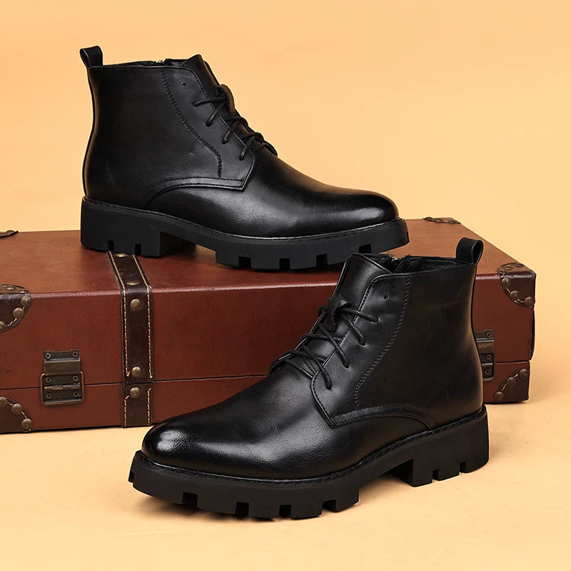 Men's Martin Boots, Height Increasing, Thick Sole