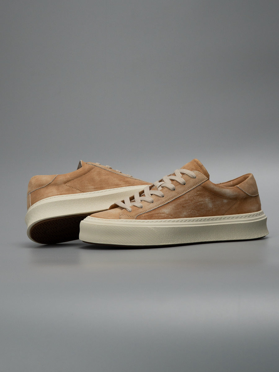 European station 2026 new men's genuine leather distressed washed cowhide fashion brown versatile trendy casual skate shoes 10