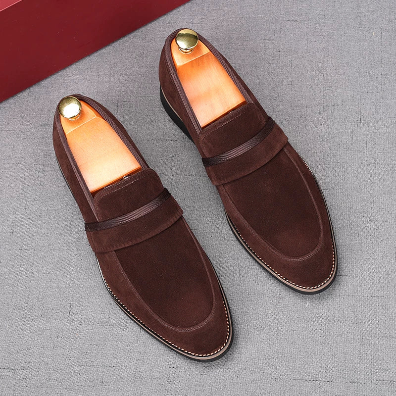 Men's Suede Loafers, Height Increasing, Pointed Toe