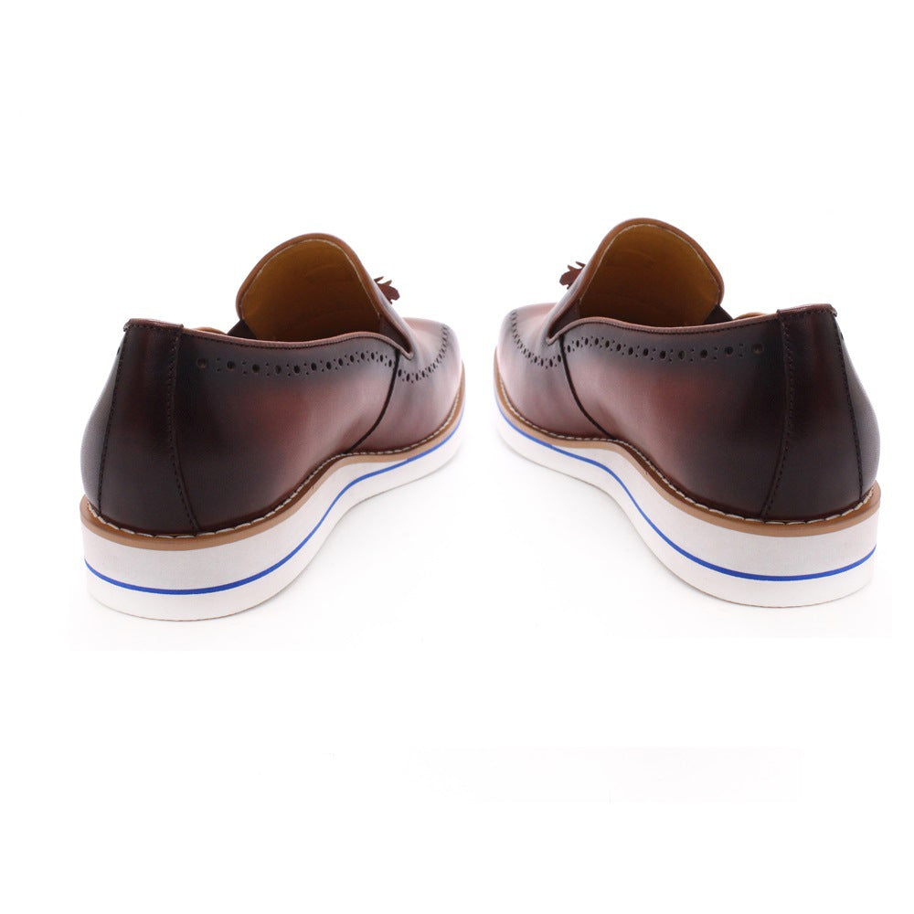 Tassel Loafers Men's Leather Casual Pumps Slip-on British Men Leather Shoes Brown Sneakers Men Shoes