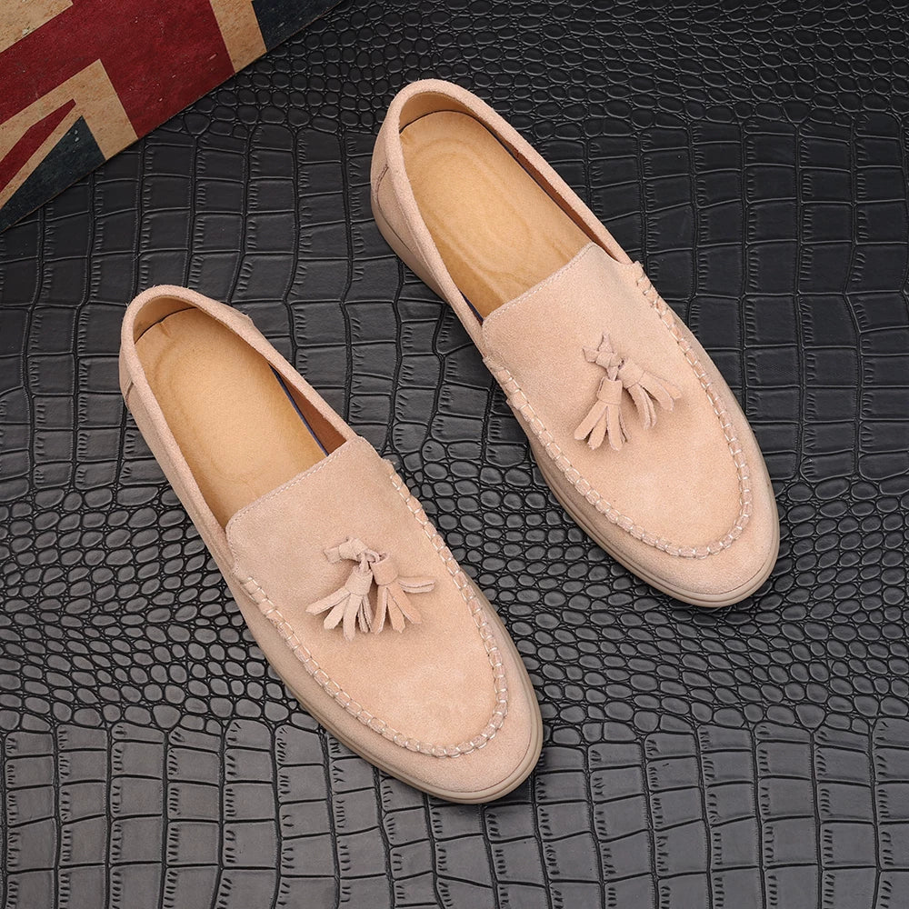 Men's Genuine Leather Loafers, Suede, Slip-On