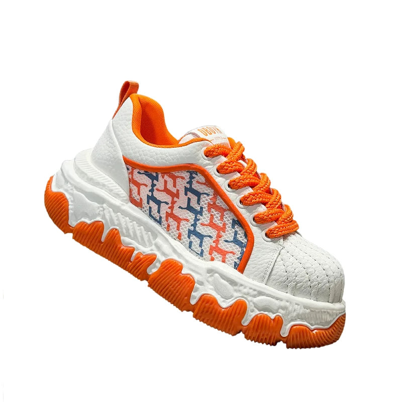 Men's Height-Increasing Platform Breathable Low-Top Color-Block Skate Shoes Summer New