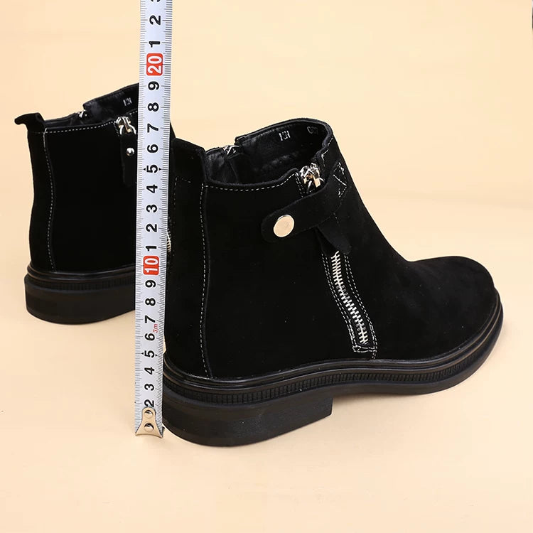 Men's Genuine Leather Martin Boots, Height Increasing, Pointed Toe