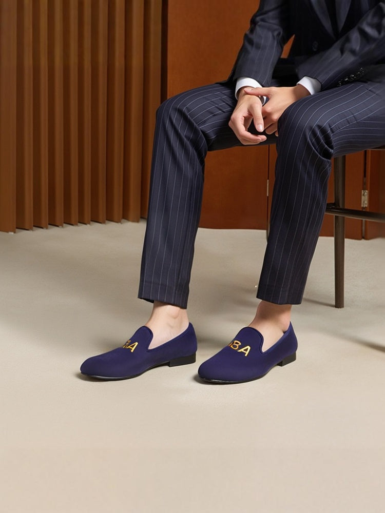 New personalized letter electric embroidered men's loafers for wedding new fashion formal wear slip-on embroidered formal shoes