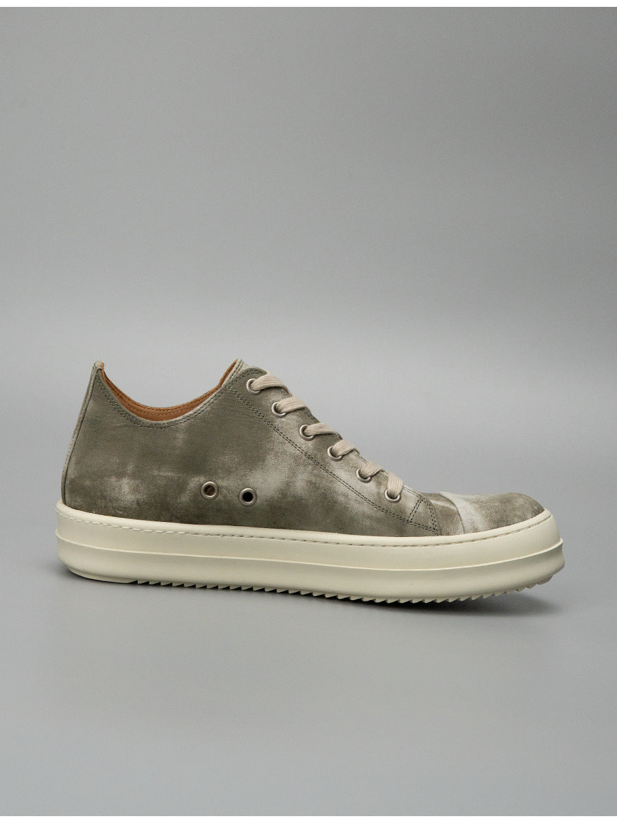 Luochenxing european station retro style trendy versatile genuine leather high-end fashion sneakers athletic casual low-top leather skate shoes