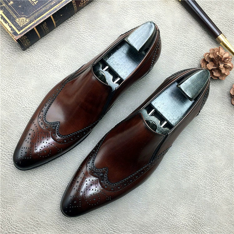 Men's Genuine Leather Loafers, Breathable, Pointed Toe
