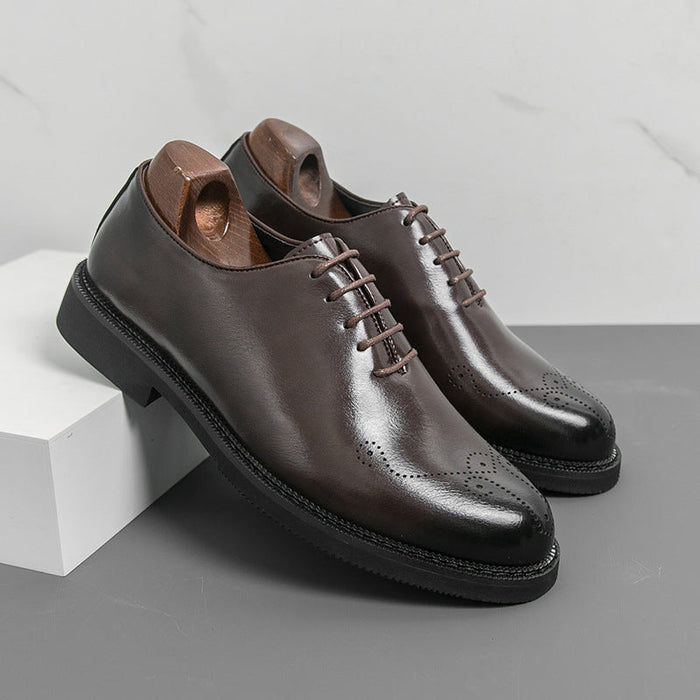 Cross-border men's color-wiping plus size leather shoes brogue carved formal men's shoes british bus