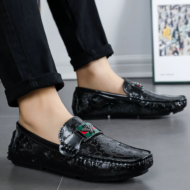 Men's White Genuine Leather Loafers, Slip-On, Soft Sole