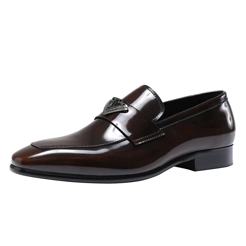 Men's Genuine Leather Loafers, Square Toe, Slip-On