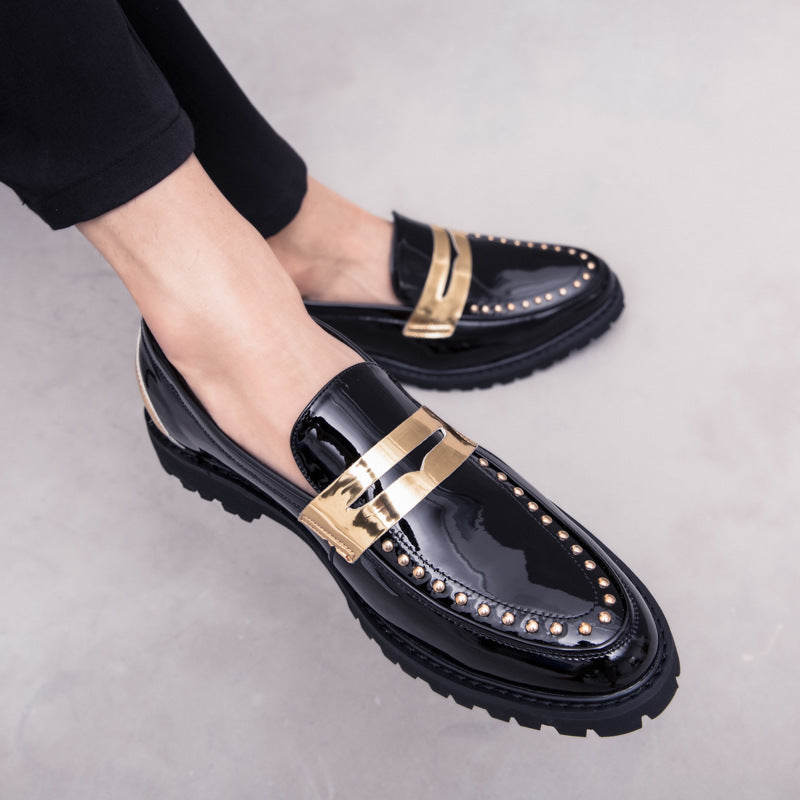 Menfashion glossy white leather shoes men's slip-on wedding photos retrocasual shoes british style s 5