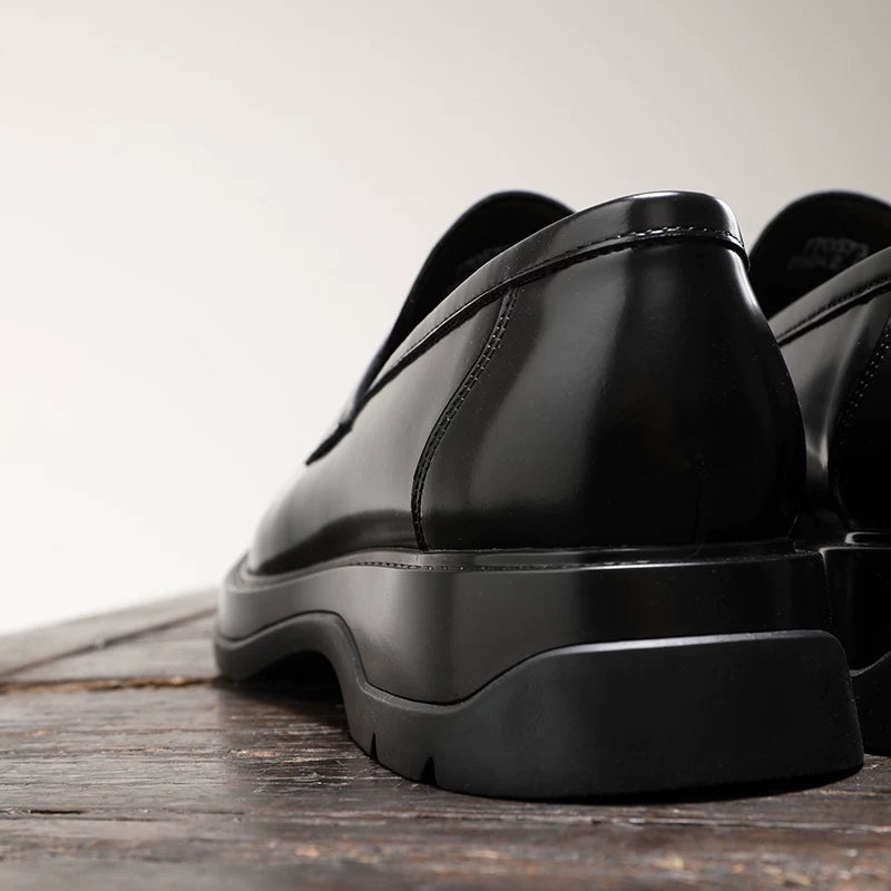Men's Genuine Leather Loafers, Height Increasing, Thick Sole