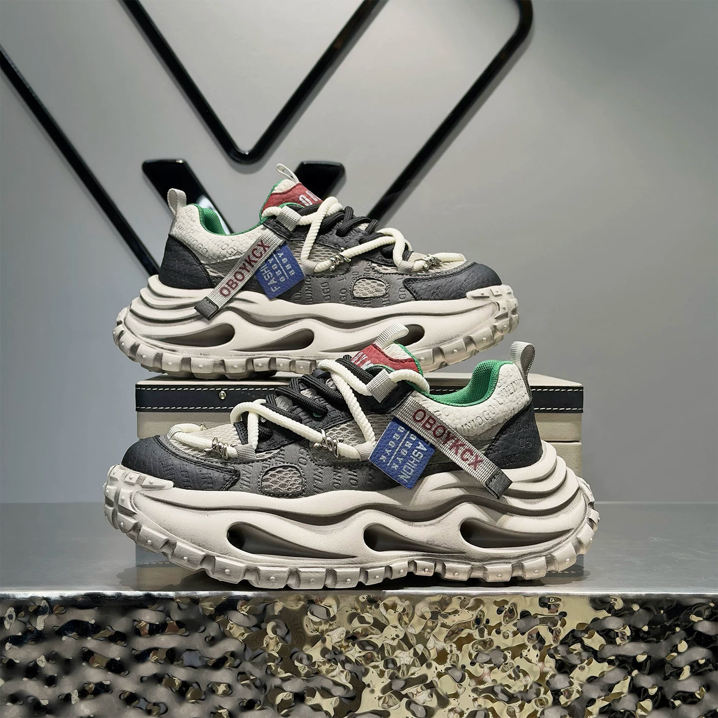 Men's Platform Mesh Retro Chunky Dad Sneakers New