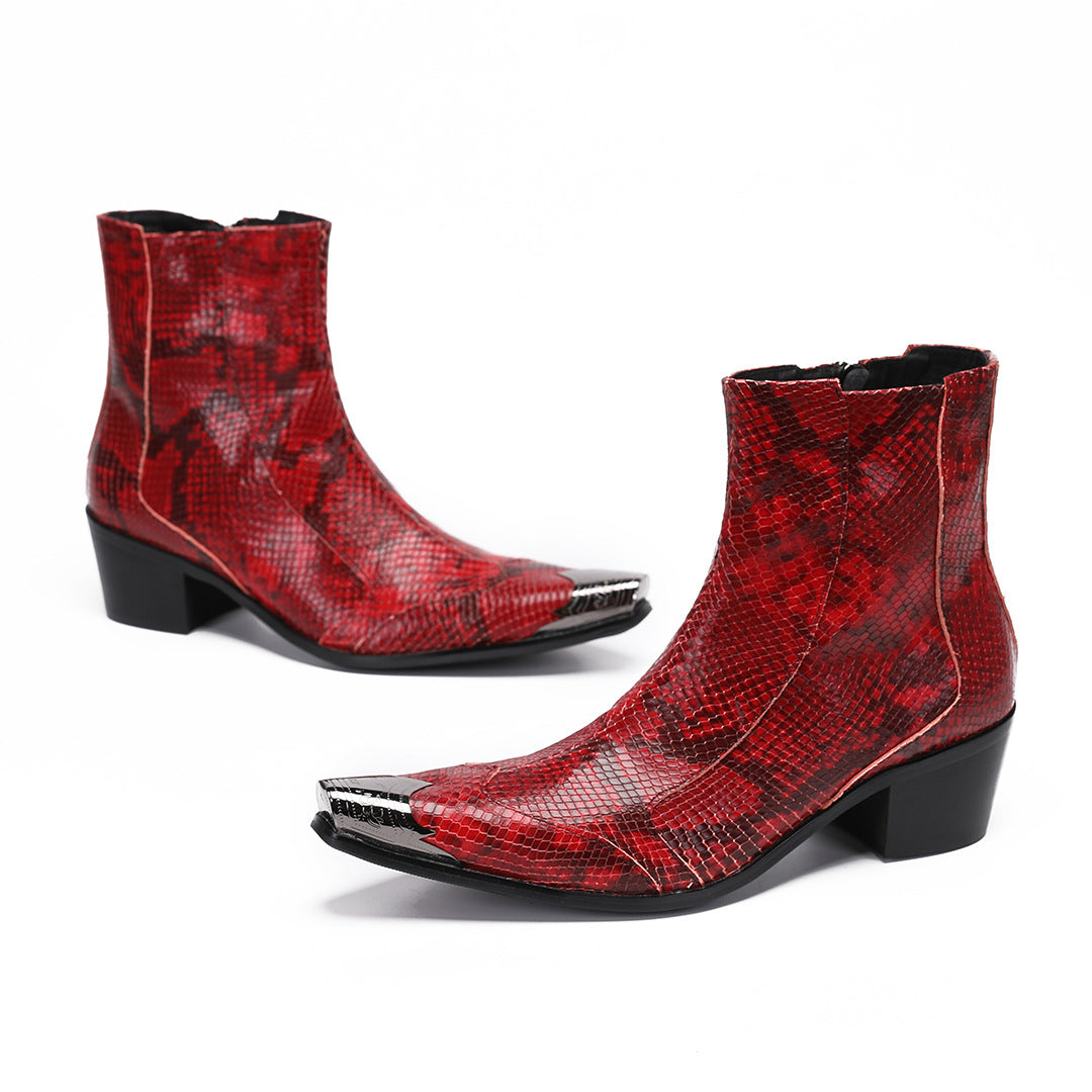 Men's Leather Chelsea Boots – Pointed Toe, Height Increasing – Style 73