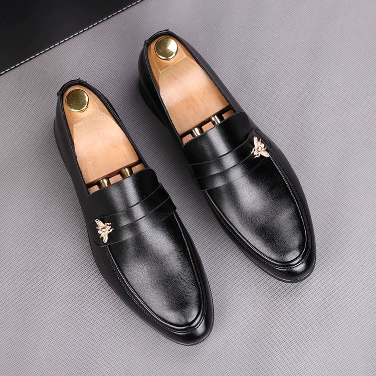 Men's White Loafers, Height Increasing, Pointed Toe