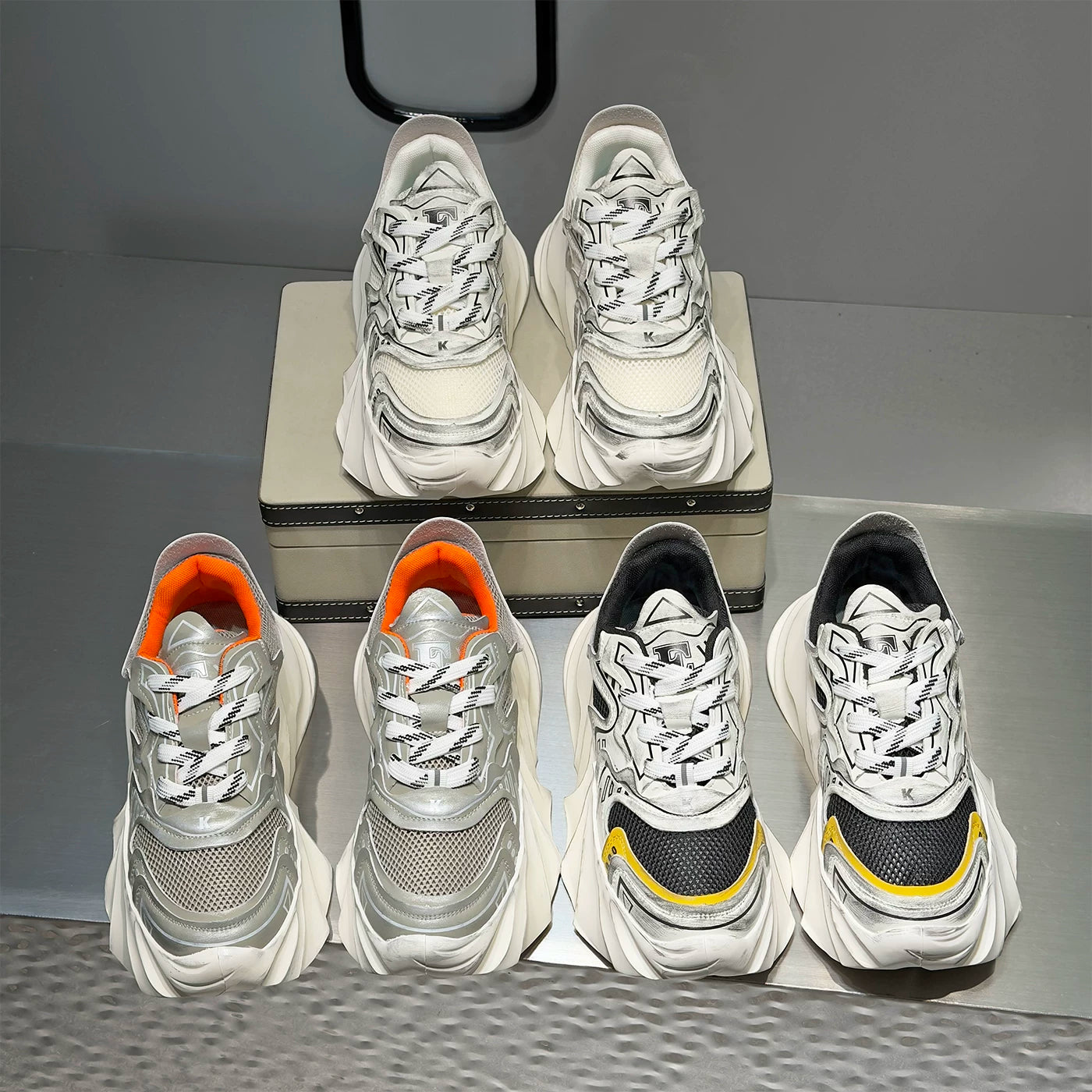 Men's Height-Increasing Platform Breathable Mesh Retro Chunky Dad Sneakers New