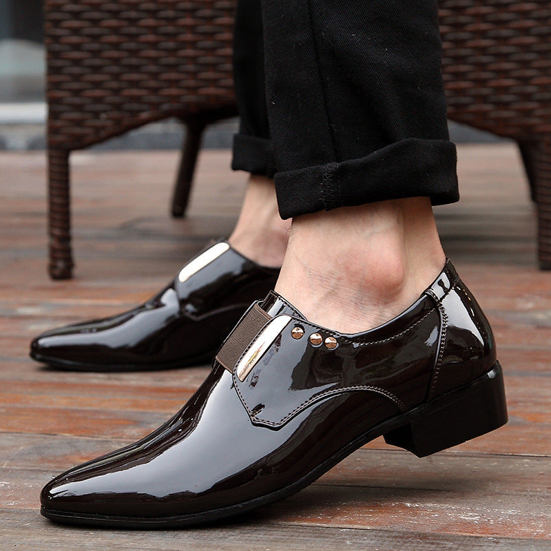 Men's business leather shoes - plus size, new arrival, patent leather, pointed toe, fashionable kore 6