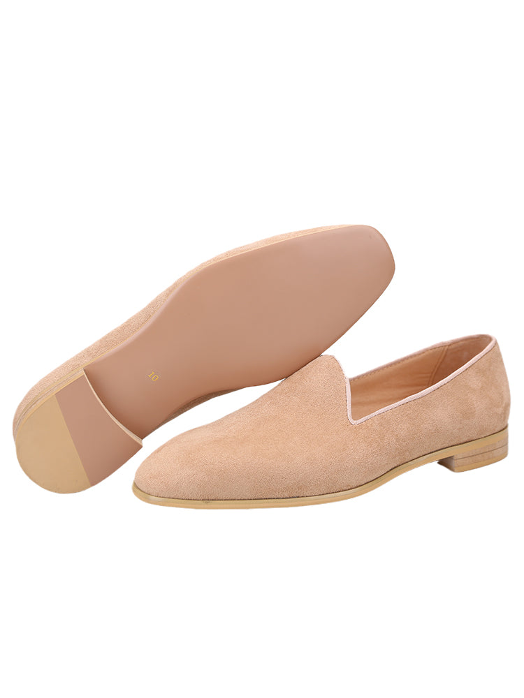 Summer style light khaki suede slip-on men's loafers British casual style suede loafers