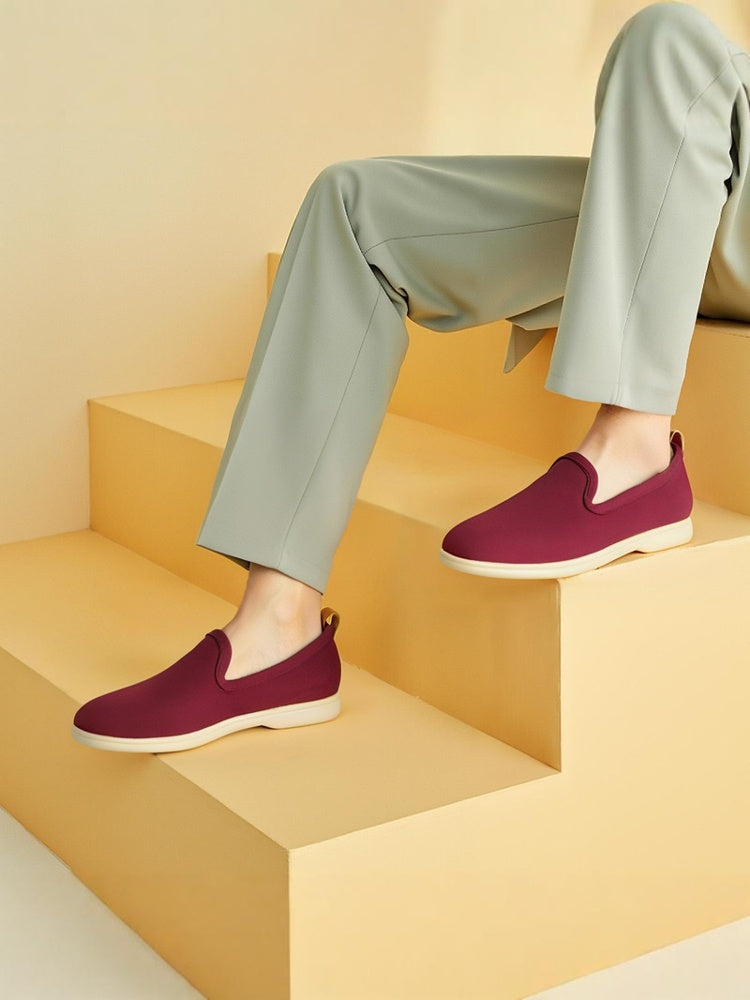 Autumn and winter new high-end color Angora red heavy wool slip-on shoes exported to Europe and the United States men's loafers
