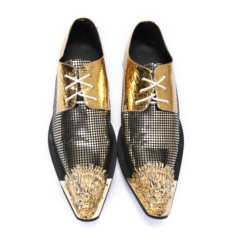 Gold brand Martin boots British style formal business men's work leather shoes men's large-toe workwear casual shoes trendy