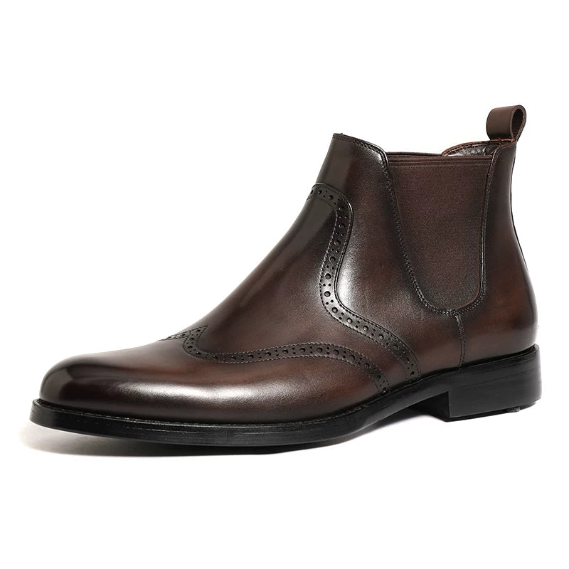 Men's Genuine Leather Chelsea Boots, Handmade, Pointed Toe